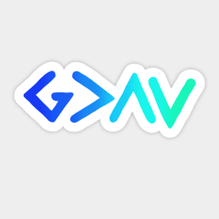 God is Greater Blue Ombre Sticker